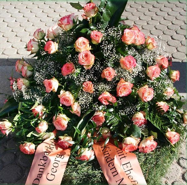 Lachsrosa Rosen mit Weiß - Bestellnr. K 605